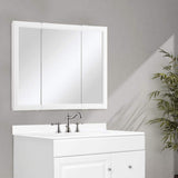 Design House Wyndham 36 in. W x 30 in. H x 4-3/4 in. D Framed Tri-View Surface-Mount Bathroom Medicine Cabinet in White Semi-Gloss
