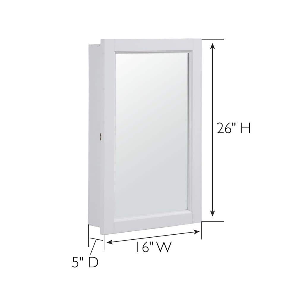 Design House Concord 5 in. x 16 in. x 26 in. Single Door Surface Mount Medicine Cabinet with Mirror in White Gloss