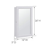 Design House Concord 5 in. x 16 in. x 26 in. Single Door Surface Mount Medicine Cabinet with Mirror in White Gloss