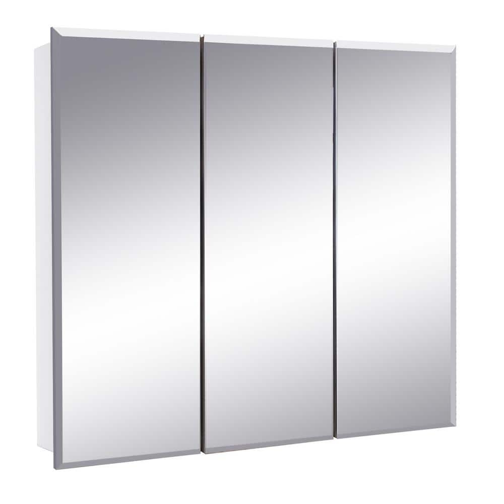 Design House Cyprus 30.4 in. W x 30.1 in. H Assembled Frameless Tri-View Recessed/Surface Mount Medicine Cabinet with Mirrors