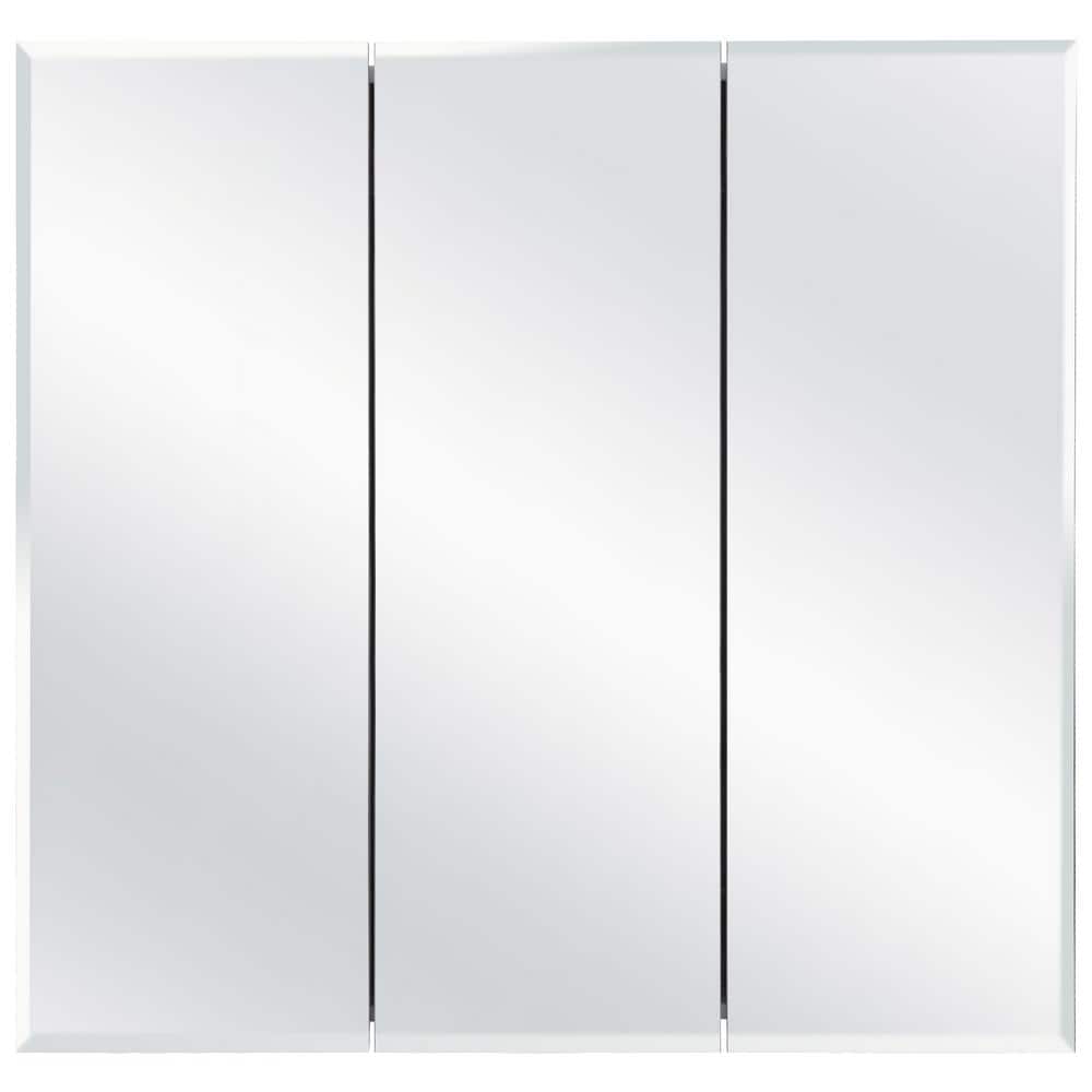 Design House Cyprus 30.4 in. W x 30.1 in. H Assembled Frameless Tri-View Recessed/Surface Mount Medicine Cabinet with Mirrors