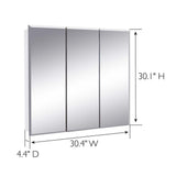 Design House Cyprus 30.4 in. W x 30.1 in. H Assembled Frameless Tri-View Recessed/Surface Mount Medicine Cabinet with Mirrors