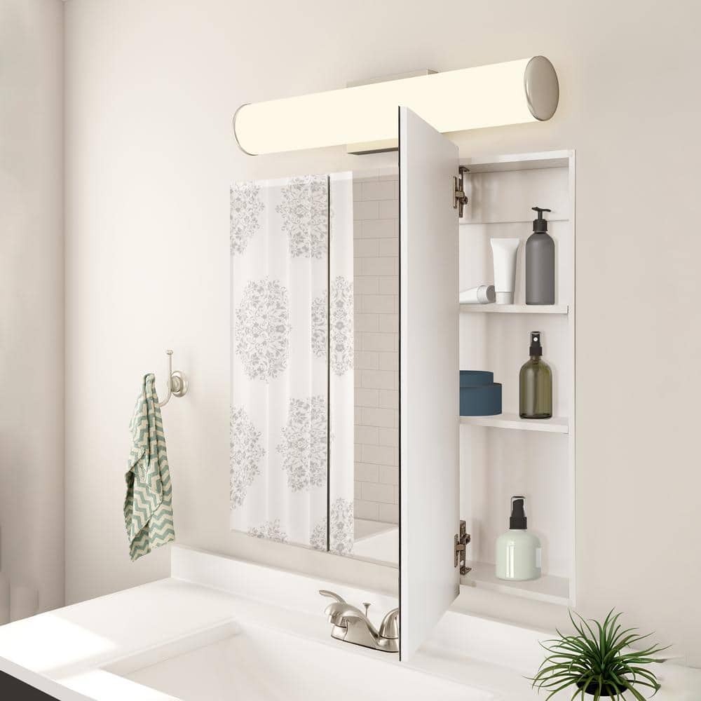 Design House Cyprus 36.3 in. x 30.1 in. Assembled Frameless Tri-View Recessed/Surface Mount Bathroom Medicine Cabinet with Mirrors