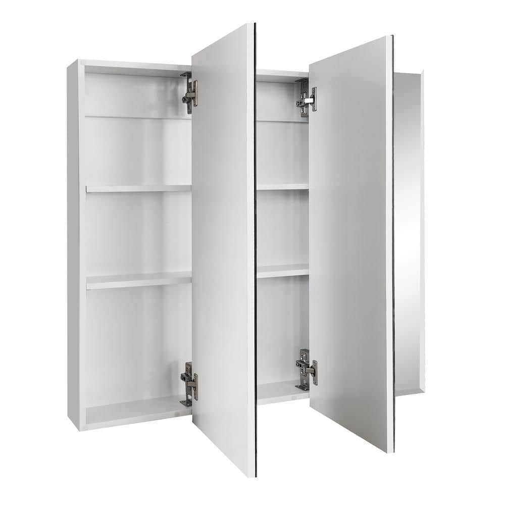 Design House Cyprus 36.3 in. x 30.1 in. Assembled Frameless Tri-View Recessed/Surface Mount Bathroom Medicine Cabinet with Mirrors