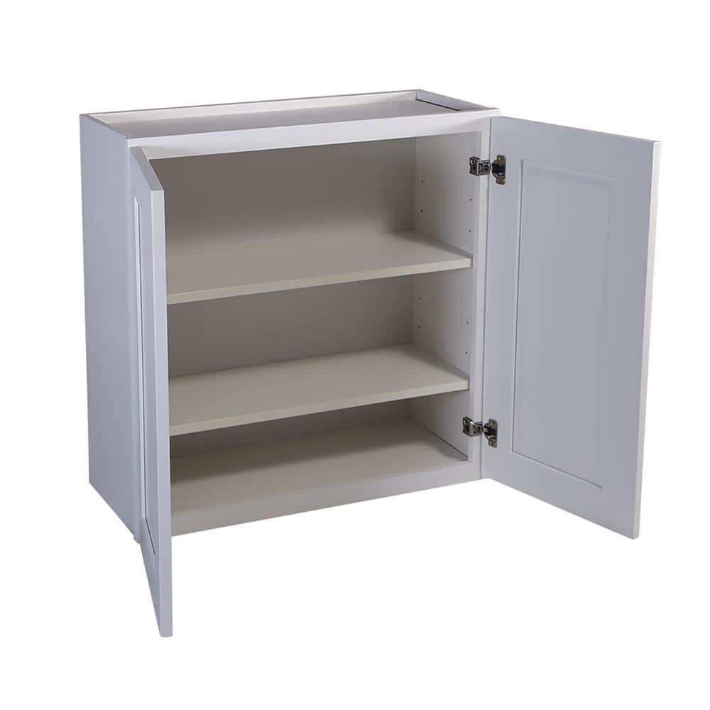 Design House Brookings Solid Wood Ready to Assemble Shaker 27 in. x 36 in. x 12 in. 2 Door Wall Kitchen Cabinet W2736 in White