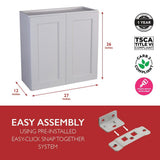 Design House Brookings Solid Wood Ready to Assemble Shaker 27 in. x 36 in. x 12 in. 2 Door Wall Kitchen Cabinet W2736 in White