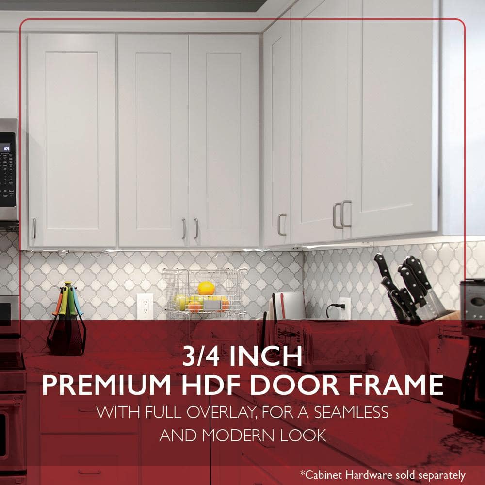 Design House Brookings Solid Wood Ready to Assemble Shaker 27 in. x 36 in. x 12 in. 2 Door Wall Kitchen Cabinet W2736 in White