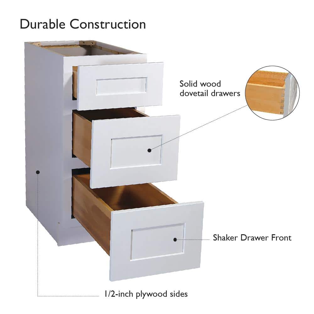 Design House Brookings Plywood Ready to Assemble Shaker 9x34.5x24 in. 1-Door 1-Drawer Base Kitchen Cabinet in White