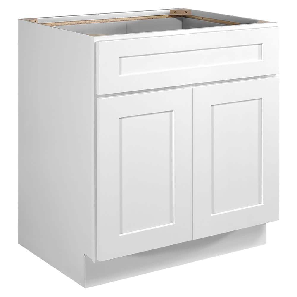 Design House Brookings Plywood Ready to Assemble Shaker 30x34.5x24 in. 2-Door Base Kitchen Cabinet Sink in White
