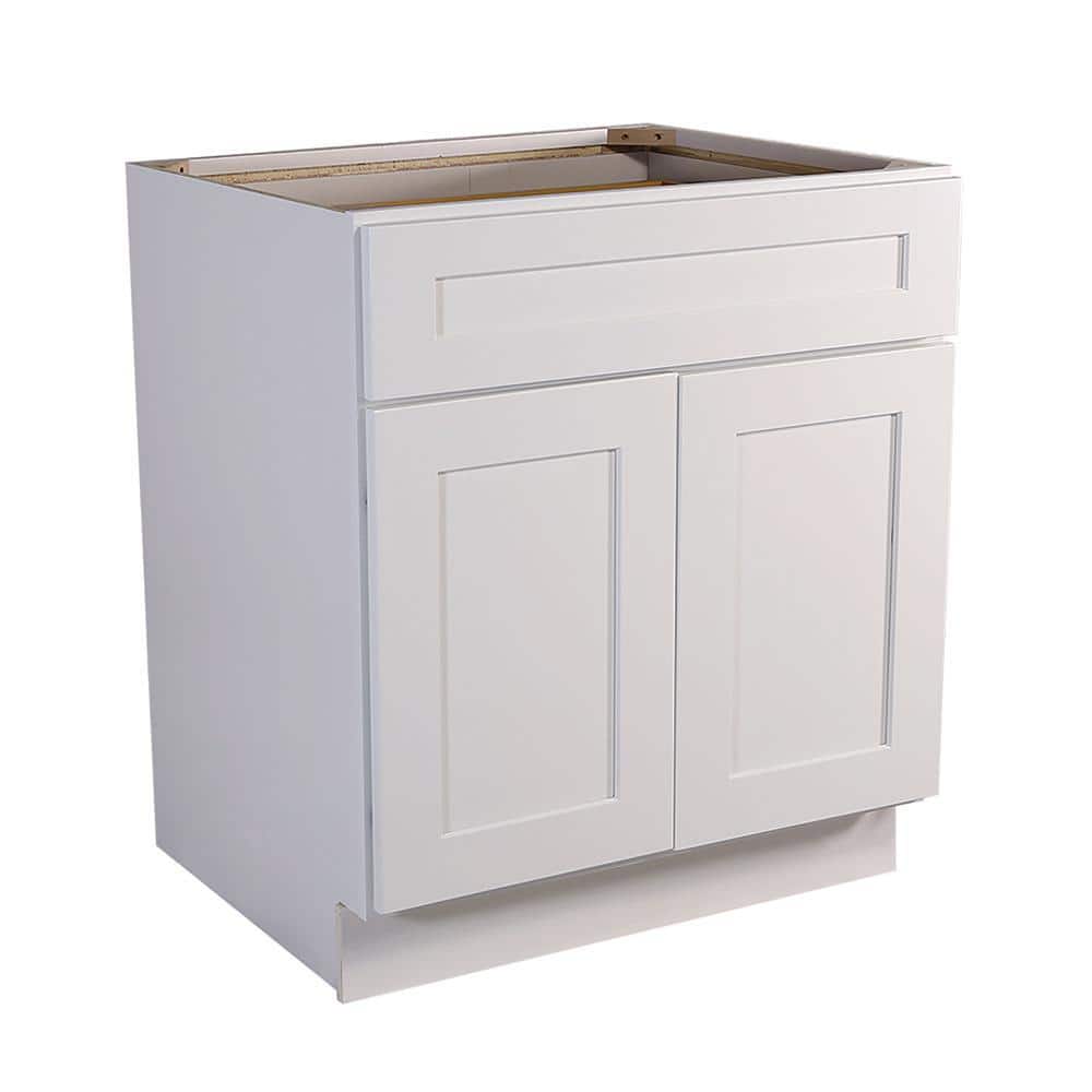 Design House Brookings Plywood Ready to Assemble Shaker 30x34.5x24 in. 2-Door Base Kitchen Cabinet Sink in White