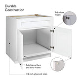 Design House Brookings Plywood Ready to Assemble Shaker 30x34.5x24 in. 2-Door Base Kitchen Cabinet Sink in White
