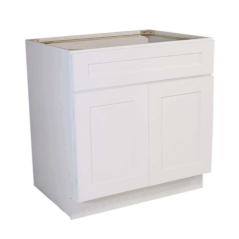 Design House Brookings Solid Wood Ready to Assemble Shaker 48 in. x 34.5 in. x 24 in. 2 Door Base Kitchen Cabinet Sink SB48 in White