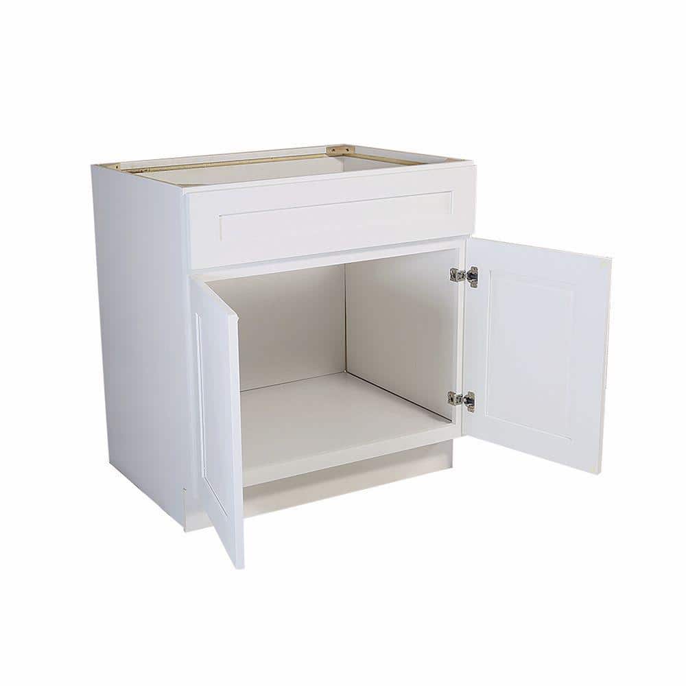 Design House Brookings Solid Wood Ready to Assemble Shaker 48 in. x 34.5 in. x 24 in. 2 Door Base Kitchen Cabinet Sink SB48 in White