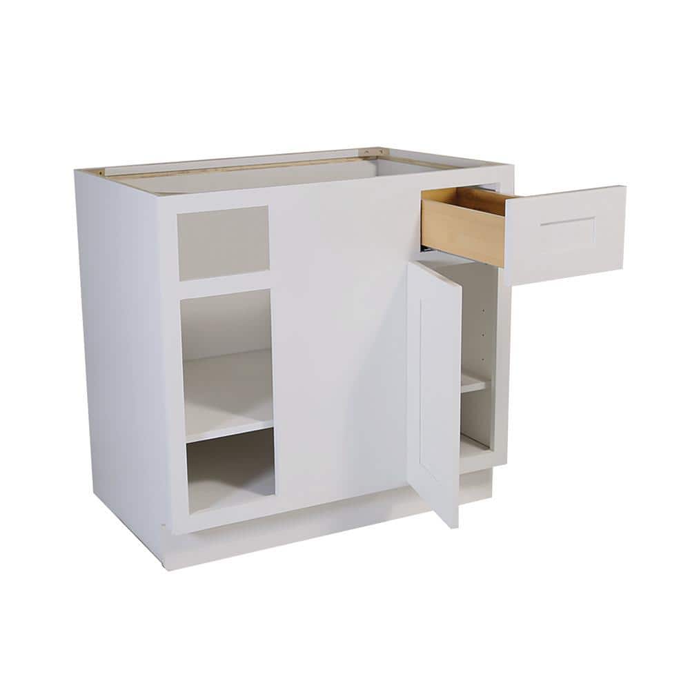 Design House Brookings Solid Wood Ready to Assemble Shaker 36in. x 34.5in. x 24in. 1 Door 1Drawer Blind Base Kitchen Cabinet in White