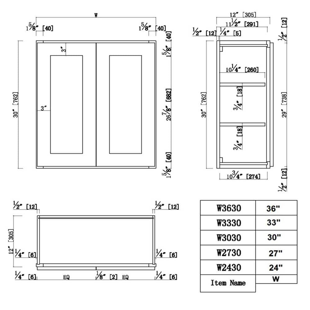 Design House Brookings Plywood Ready to Assemble Shaker 36x30x12 in. 2-Door Wall Kitchen Cabinet in White