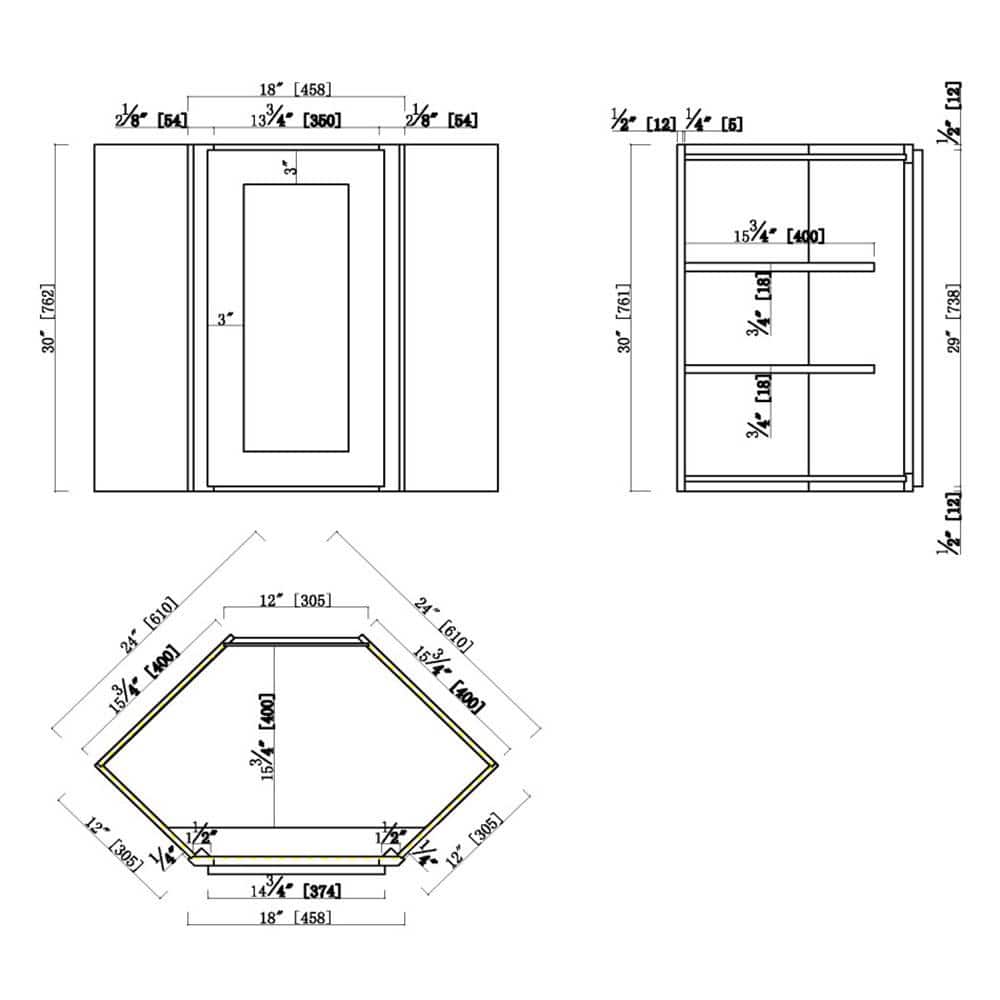Design House Brookings Plywood Ready to Assemble Shaker 24x30x12 in. 1-Door Wall Corner Kitchen Cabinet in White