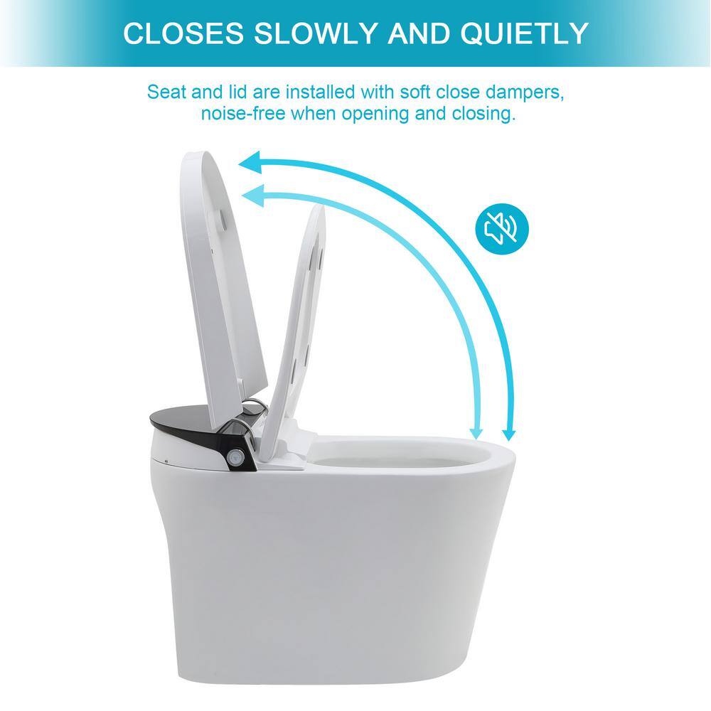 Dimakai Elongated Heated Seat Bidet Toilet with Foot Sensor Flush, 1.28 GPF, LED Display