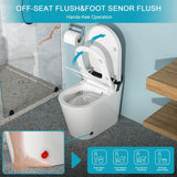 Dimakai Elongated Heated Seat Bidet Toilet with Foot Sensor Flush, 1.28 GPF, LED Display