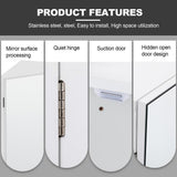 eclife 17.8 in. W x 23.5 in. H Rectangular Double Door Corner Surface Mount Frameless Medicine Cabinet with Mirror in White