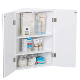 eclife 17.8 in. W x 23.5 in. H Rectangular Double Door Corner Surface Mount Frameless Medicine Cabinet with Mirror in White