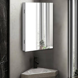eclife 17.8 in. W x 23.5 in. H Rectangular Double Door Corner Surface Mount Frameless Medicine Cabinet with Mirror in White