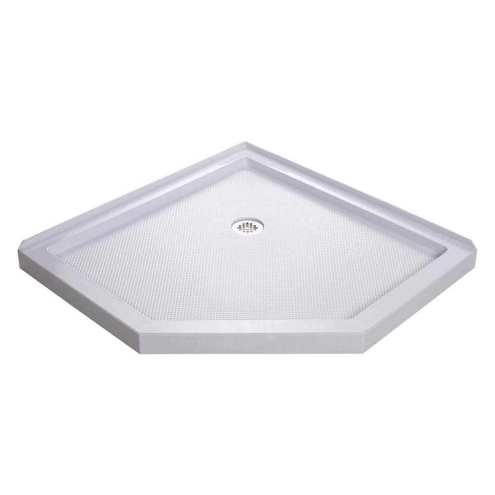 DreamLine SlimLine 36 in. x 36 in. Neo-Angle Shower Base in White with Back Walls