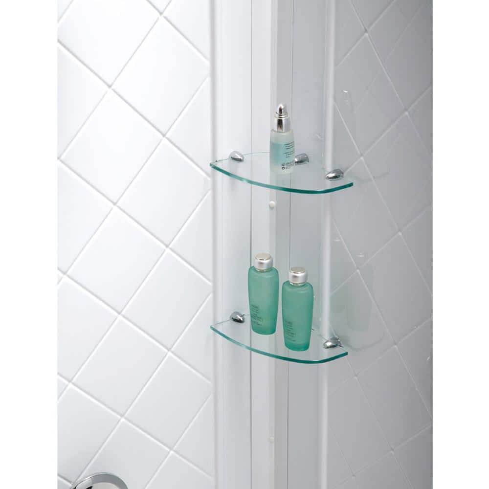 DreamLine SlimLine 48 in. x 32 in. Single Threshold Shower Base in White with Shower Backwalls