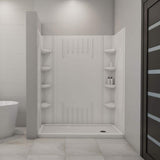 DreamLine SlimLine 30 in. x 60 in. Single Threshold Shower Base with Q-Wall Back Walls, Right-Hand Drain, White
