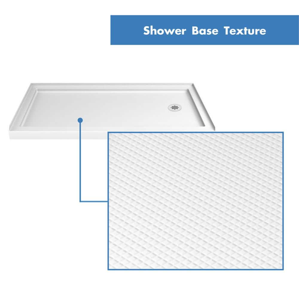 DreamLine SlimLine 30 in. x 60 in. Single Threshold Shower Base with Q-Wall Back Walls, Right-Hand Drain, White