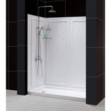 DreamLine SlimLine 30 in. x 60 in. Single Threshold Shower Base with Back Walls, White, Left-Hand Drain