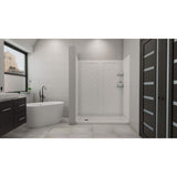 DreamLine SlimLine 30 in. x 60 in. Single Threshold Shower Base with Back Walls, White, Left-Hand Drain