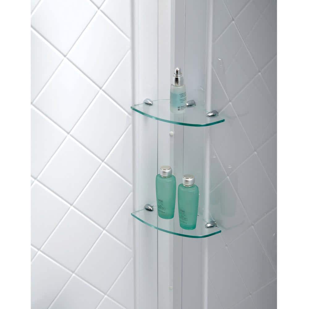 DreamLine SlimLine 30 in. x 60 in. Single Threshold Shower Base with Back Walls, White, Left-Hand Drain