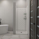 DreamLine SlimLine 32 in. x 32 in. Single Threshold Shower Kit Base with Back Walls, White, Center Drain