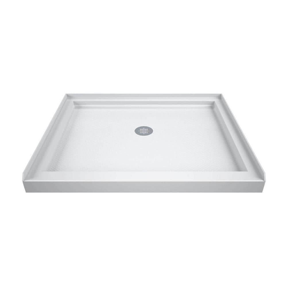 DreamLine SlimLine 32 in. x 32 in. Single Threshold Shower Kit Base with Back Walls, White, Center Drain