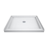 DreamLine SlimLine 32 in. x 32 in. Single Threshold Shower Kit Base with Back Walls, White, Center Drain