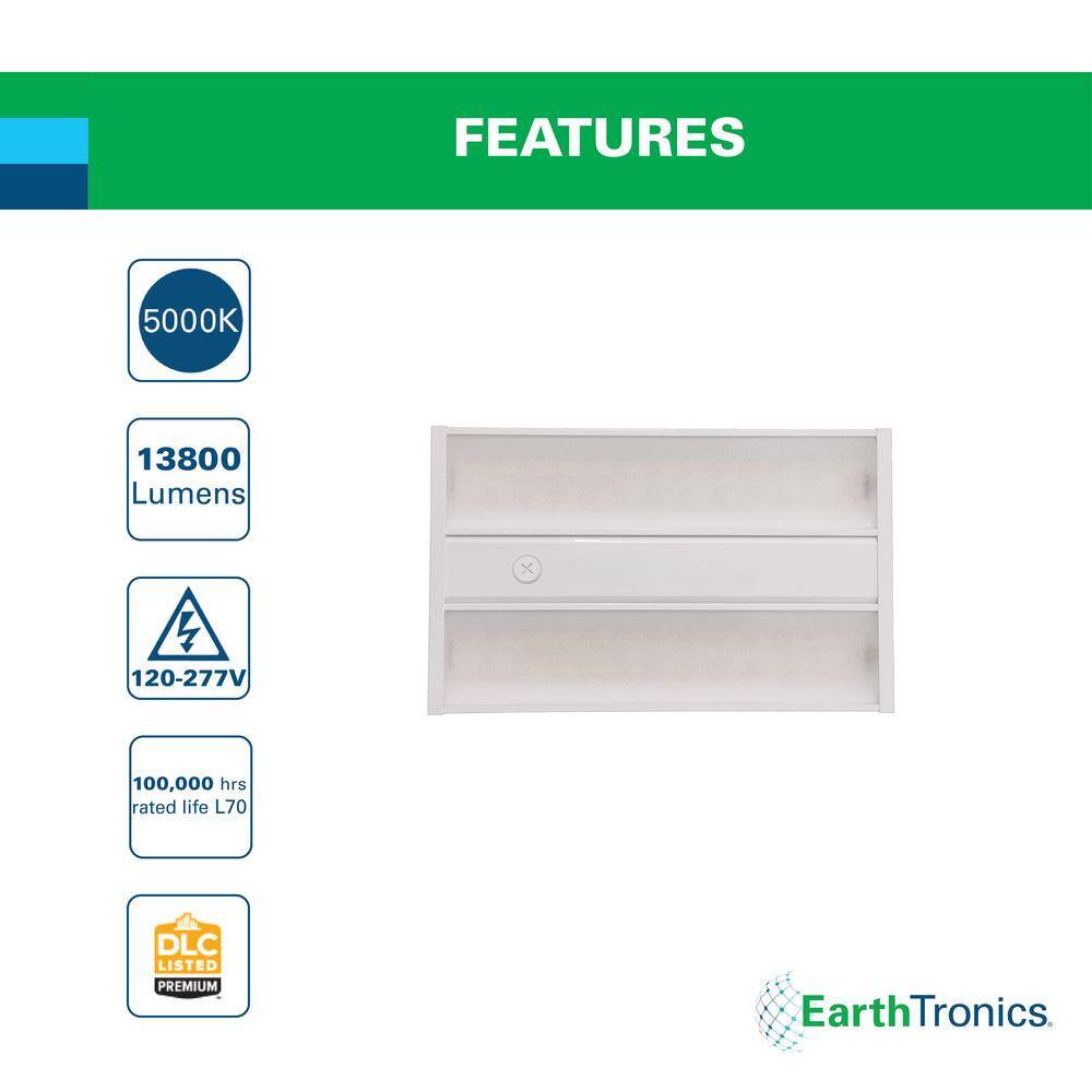 EarthTronics 1.3 ft. 92-Watt Equivalent Integrated LED Dimmable Premium Series White High Bay Light 13800 Lumens, 5000K