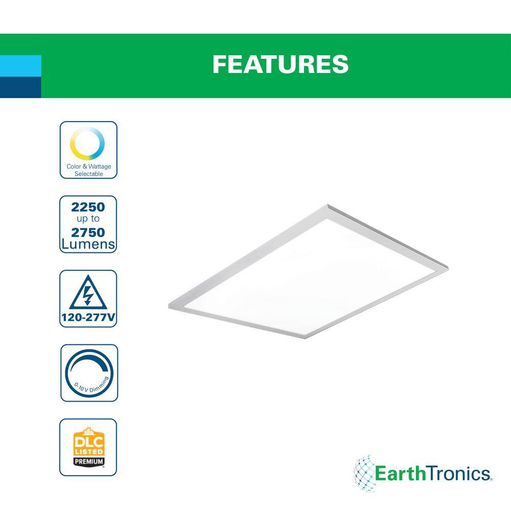 EarthTronics 2 ft. x 2 ft. 4000 Lumens Integrated LED Back-Lit Flat Panel Light, 3500K/4000K/5000K, (40-Pack)