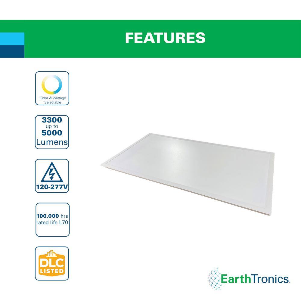 EarthTronics 2 ft. x 4 ft. 5000 Lumens Integrated LED Back-Lit Flat Panel Light, 3500K/4000K/5000K, (20-Pack)