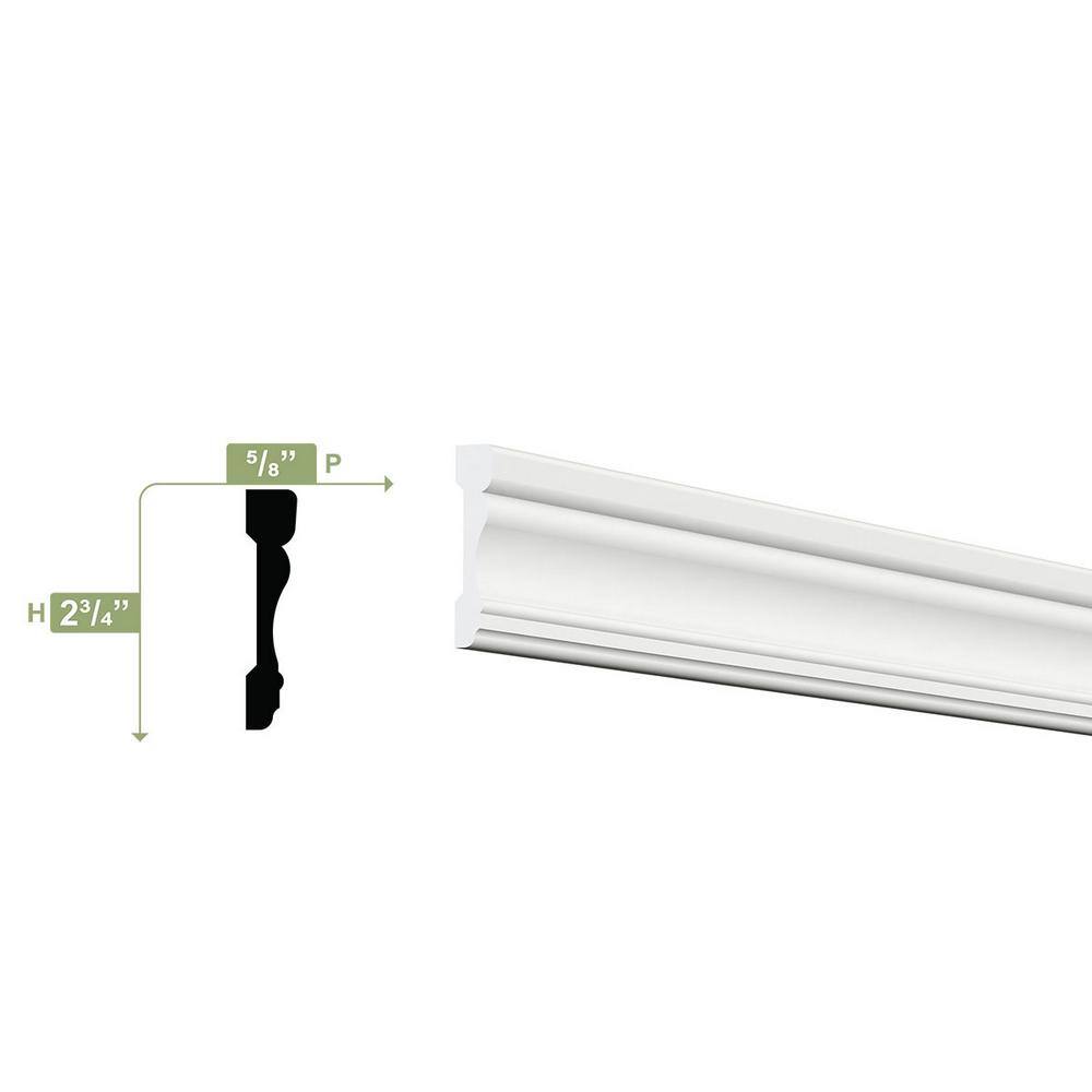 Ekena Millwork 2-3/4 in. x 5/8 in. x 96 in. West Coast Casing Moulding, PVC (12-Pack)