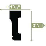 Ekena Millwork 3-1/4 in. x 1-1/4 in. x 96 in. Williamsburg Casing Moulding, PVC (12-Pack)
