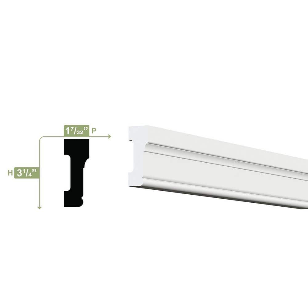 Ekena Millwork 3-1/4 in. x 1-1/4 in. x 96 in. Williamsburg Casing Moulding, PVC (8-Pack)