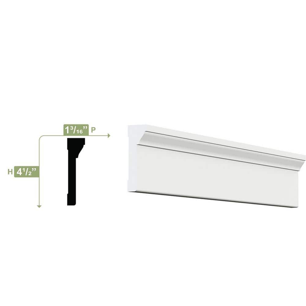 Ekena Millwork 4-1/2 in. x 1-1/4 in. x 96 in. Back Band Casing Moulding, PVC (12-Pack)