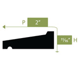 Ekena Millwork 2 in. x 5/8 in. x 96 in. Drip Cap Moulding, PVC (12-Pack)
