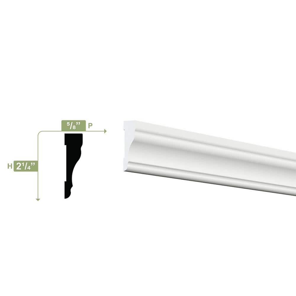 Ekena Millwork 2-1/4 in. x 5/8 in. x 84 in. Colonial Casing Moulding, PVC