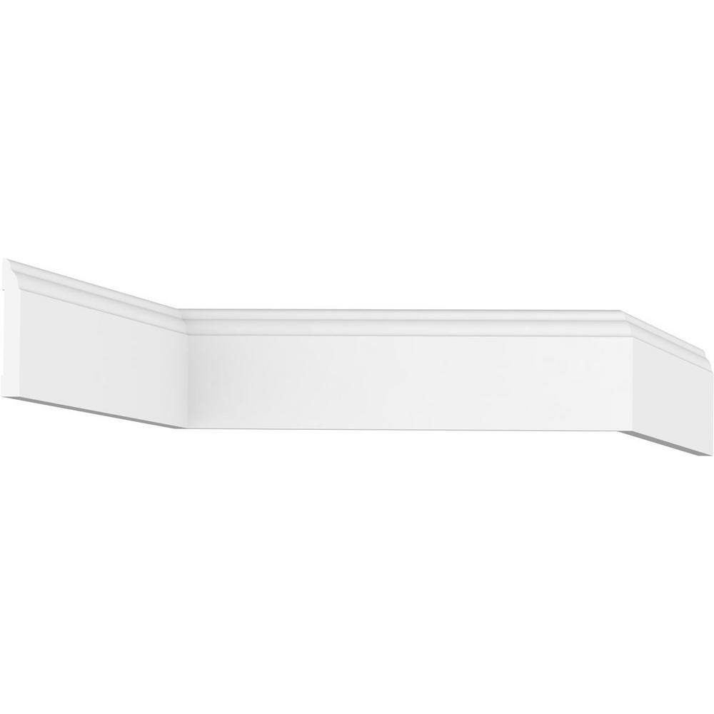 Ekena Millwork 3-1/4 in. x 1/2 in. x 96 in. Base Moulding, PVC (8-Pack)