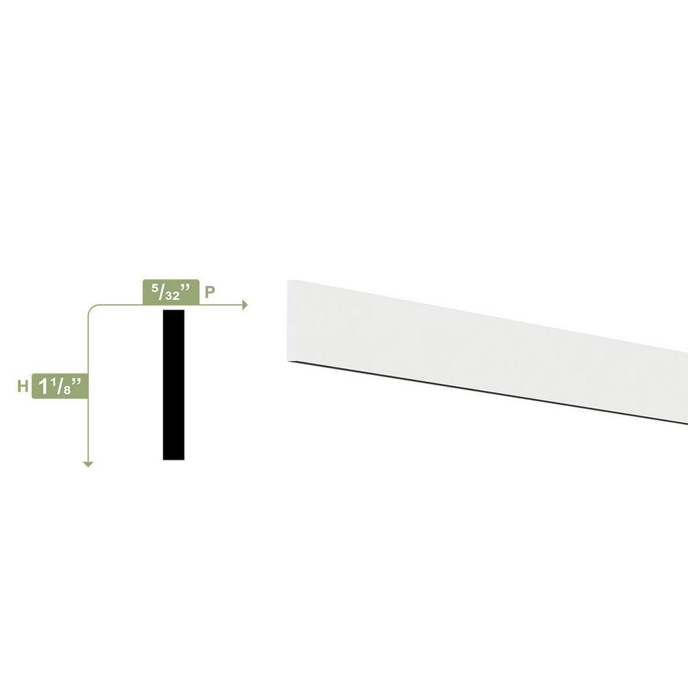 Ekena Millwork 1-1/8 in. x 1/8 in. x 96 in. Lattice Moulding, PVC (12-Pack)