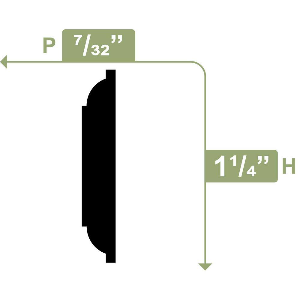 Ekena Millwork 1-1/4 in. x 1/4 in. x 96 in. Parting Bead, PVC