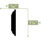 Ekena Millwork 1-1/4 in. x 1/4 in. x 96 in. Parting Bead, PVC