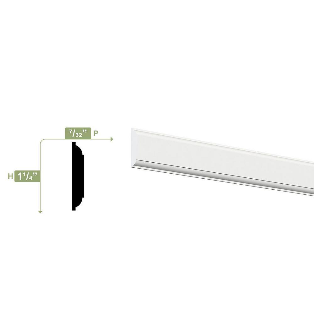 Ekena Millwork 1-1/4 in. x 1/4 in. x 96 in. Parting Bead, PVC (8-Pack)