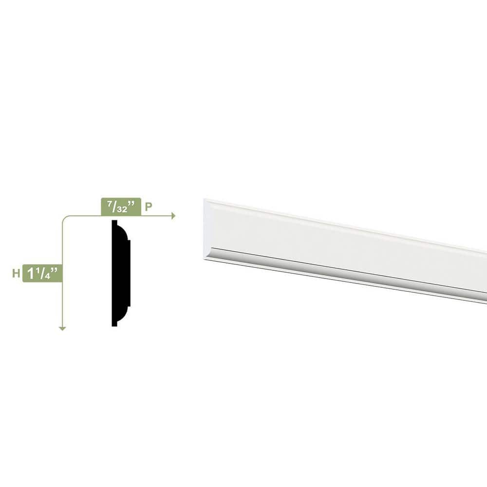 Ekena Millwork 1-1/4 in. x 1/4 in. x 96 in. Parting Bead, PVC